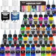 Airbrush Paint, 36 Colors Air Brush Paint Set with Thinners & Cleaner, Water-Bas