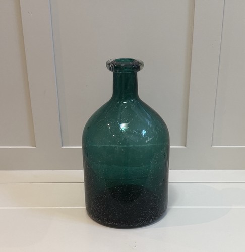 Turquoise glass vase - glass,