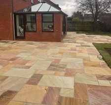 Sandstone Paving: Split Packs 4 Mixed Size Fossil Mint Sandstone Paving; Inc Del