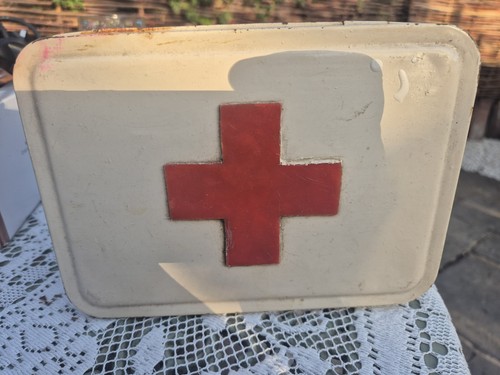Old metal medical tin - metal,