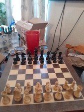  Large Wooden,Vintage,Weighted,Felted,Lacquered Chess Pieces, King 9.5 cm-413CHR