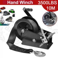 Boat Trailer Winch 3500lbs 33ft Strap Heavy Duty Hook Portable Hand Crank Winch