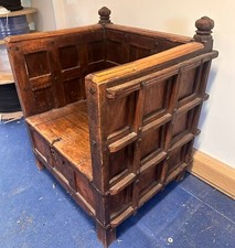 Antique Hand Carved Solid Wood Throne Chair - Very Heavy & Exceptional Quality