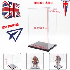 UK Perspex Acrylic Display Case 31cm H Box Plastic Base Dustproof Figure Trophy
