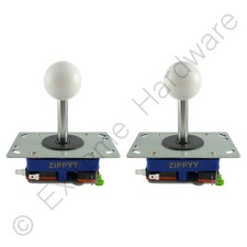 2 x Zippyy Long Shaft Ball Top Arcade Joysticks 2/4/8 Way (White) Zippy JAMMA