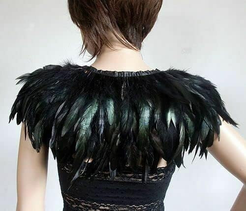Black green feather - black, hand