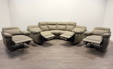 Paolo Leather Mix Electric Recliner Corner Sofa + 2 Manual Recliner Chairs –Grey