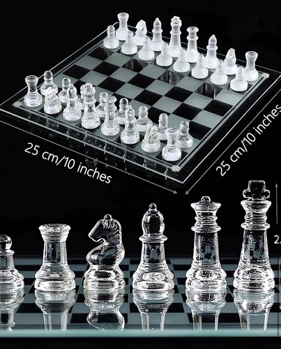 Glass chess set traditional - chess,