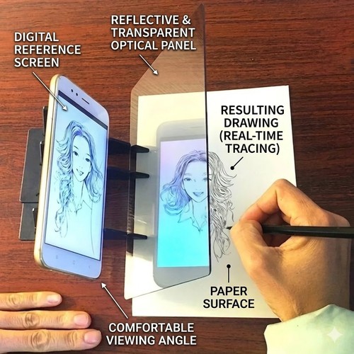 Portable optical drawing - drawing, board