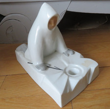 Very Rare Ceramic Inkwell/Nanouk" Signed ROBJ PARIS. Art Deco.