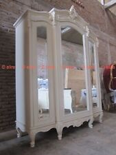 BESPOKE Large Armoire wardrobe with mirrors Rococo solid mahogany wood white 