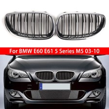 Chrome & Gloss Black Front Kidney Grille Grill For BMW E60 E61 5 Series M5 03-10