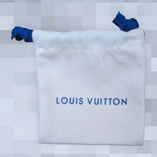 Louis Vuitton Drawstring Pouch Dust Bag Beige Cream Blue 9x95cm for Jewelry