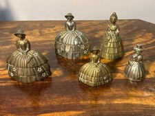 VINTAGE BRASS LADY BELLS X 5 FIGURES ALL WITH BELL