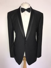 JOHN LEWIS - Mens BLACK WOOL Dinner SUIT -44 Long - W36 L31 - WORN ONCE TUXEDO
