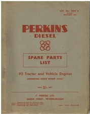 PERKINS P3 TRACTOR DIESEL ENGINE ORIGINAL 1953 FACTORY PARTS CATALOGUE