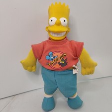 Bart Simpson Vintage Toy 1996 9" In Itchy & Scratchy Show T-Shirt Plush Plastic