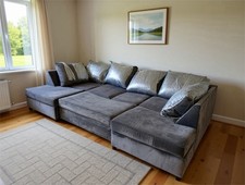 Large grey modular velvet sofa - grey,