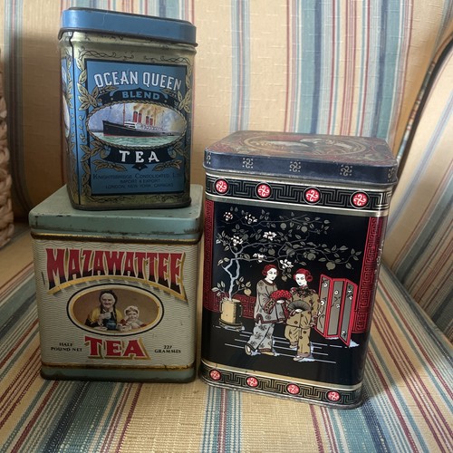 Vintage tea tins - tins,