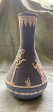 Wedgwood Blue Jasperware Bottle Vase 19.5cm Tall Made In England