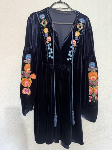 Zara crushed velvet - , navy