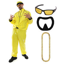 MENS 90'S RAPPER COSTUME YELLOW TRACKSUIT GANGSTER NOVELTY ADULTS FANCY DRESS 
