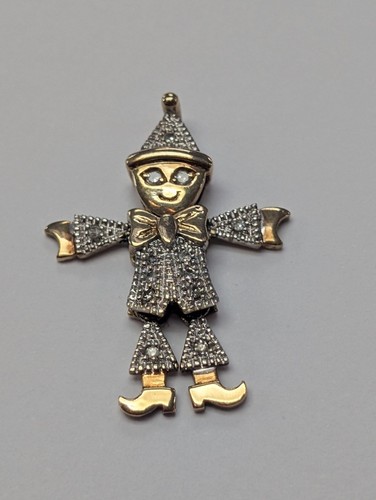 9ct diamond clown pendant - clown,