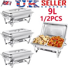 1~2 Pack 9L Chafer Chafing Dish Sets Pans Stainless Steel Catering Food Warmer*