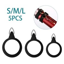 Elastic Fishing Rod Hook Keeper Set Rubber Rings Metal Holders Pack of 5