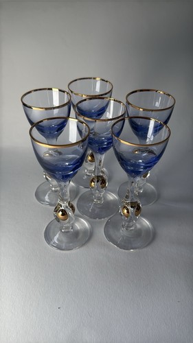 Vintage blue stem shot glasses - stem,