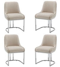 Set of 4 Beige Velvet Dining