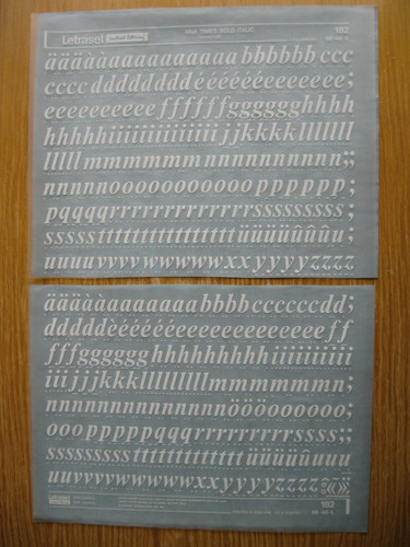 Letraset lower case times - 1, x