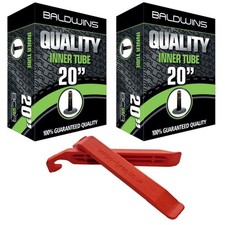PAIR 20 x 2.25 SCHRADER CAR Valve Bike Cycle Inner Tubes + BALDYS TYRE LEVERS