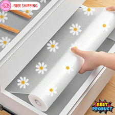 1 Roll Daisy Fridge Drawer Shelf Liner Mats Kitchen Cabinets Liner Non-Slip UK