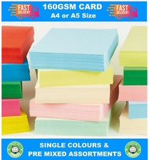 A5 OR A4 Coloured Card 160gsm