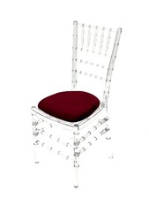Clear Ghost Chairs with red Seat Pad, Chiavari Wedding Chairs, Resin Chairs
