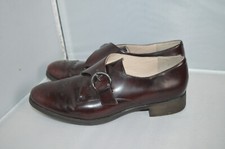 Clarks Narrative Size UK 6 D Maroon Patent Leather Brogue Shoes Lace up Womens