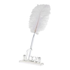 Wedding White Feather Quill Guest Book Signing Pen with Silver Love Holder