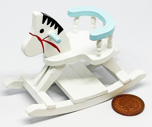 Dolls house rocking horse blue - dolls,