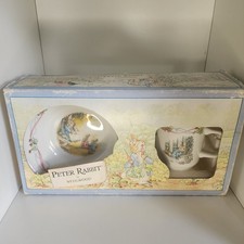 WEDGWOOD PETER RABBIT – 2 PIECE CHRISTENING SET – BOWL & CUP – MADE IN ENGLAND