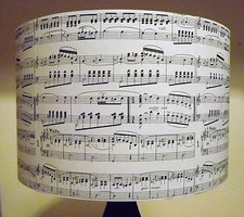Shabby Chic Lamp shade,lampshade Musical Score Black & White notes Free Gift