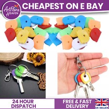 24 x Coloured Key Top cover Caps Assorted Head Covers ID Tag Cap Ring Keyring