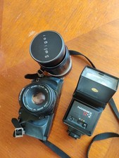 Cosina C 1  35mm film camera with  50mm lens + Flash and Lens