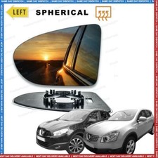 For Nissan Qashqai Left Passenger wing mirror glass 2006-2013 door side Heated