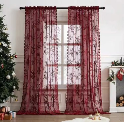 Burgundy lace curtains - lace,