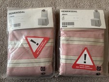IKEA Henriksdal 2 x Long Skirt Replacement Chair Covers Mobacka Beige Red Stripe