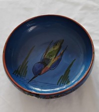 Bowl Dish Fruit Display Devon Torquay Vintage Art Pottery Longpark Kingfisher