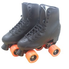 Black High Top Roller Skates Women's Size 6 Orange Snap Atom Wheels Roller Derby