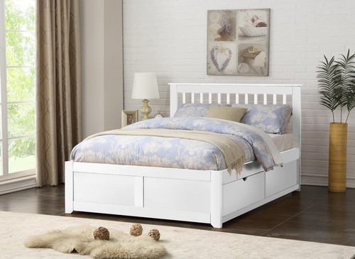 White finish wood bed - white,
