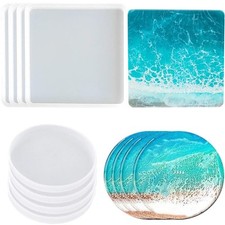 Coaster Resin Molds Silicone, Coaster Molds  Round Square Molds for Epoxy Resin